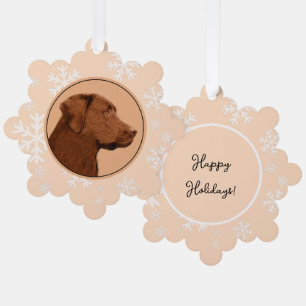 Malerei mit Labrador Retriever (Schokolade) - Hund Ornament Karte