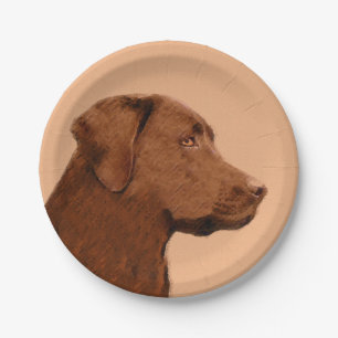 Malerei mit Labrador Retriever (Schokolade) - Hund Pappteller
