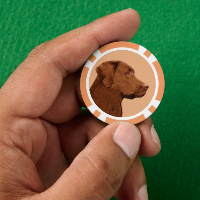 Malerei mit Labrador Retriever (Schokolade) - Hund Pokerchips (Hand)