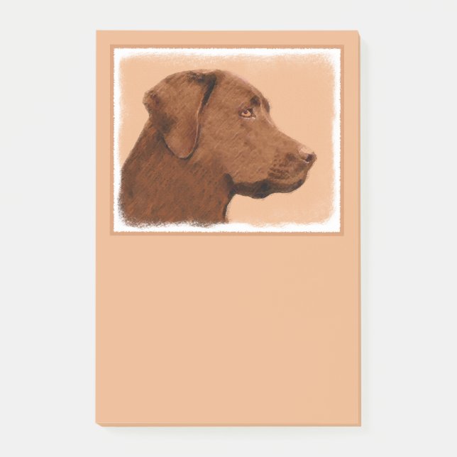 Malerei mit Labrador Retriever (Schokolade) - Hund Post-it Klebezettel (Vorderseite)