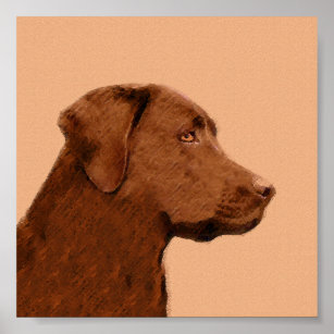 Malerei mit Labrador Retriever (Schokolade) - Hund Poster