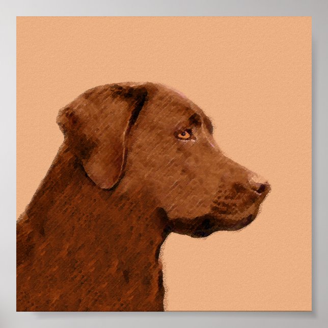 Malerei mit Labrador Retriever (Schokolade) - Hund Poster (Vorne)