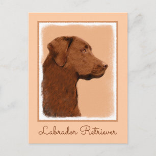Malerei mit Labrador Retriever (Schokolade) - Hund Postkarte
