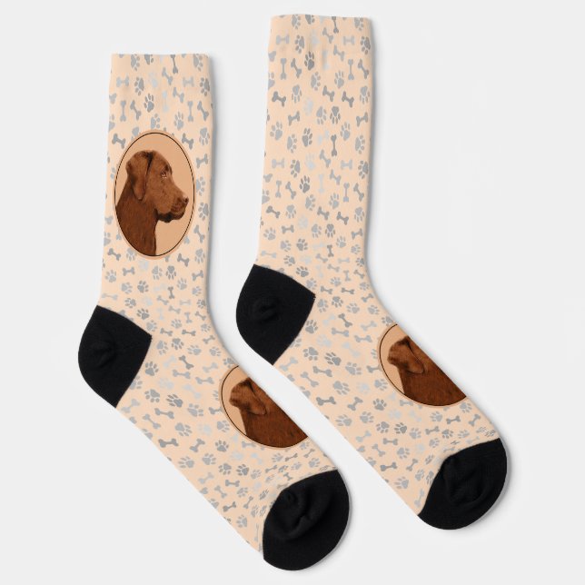 Malerei mit Labrador Retriever (Schokolade) - Hund Socken (Rechts)