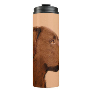 Malerei mit Labrador Retriever (Schokolade) - Hund Thermosbecher