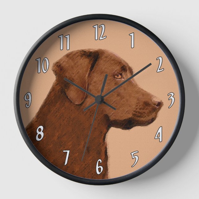 Malerei mit Labrador Retriever (Schokolade) - Hund Uhr (Vorderseite)