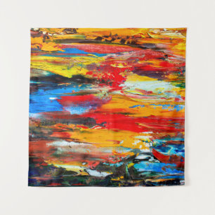 Malerei mit Messer aus Paletten, Paris, Rot, Weiß Wandteppich