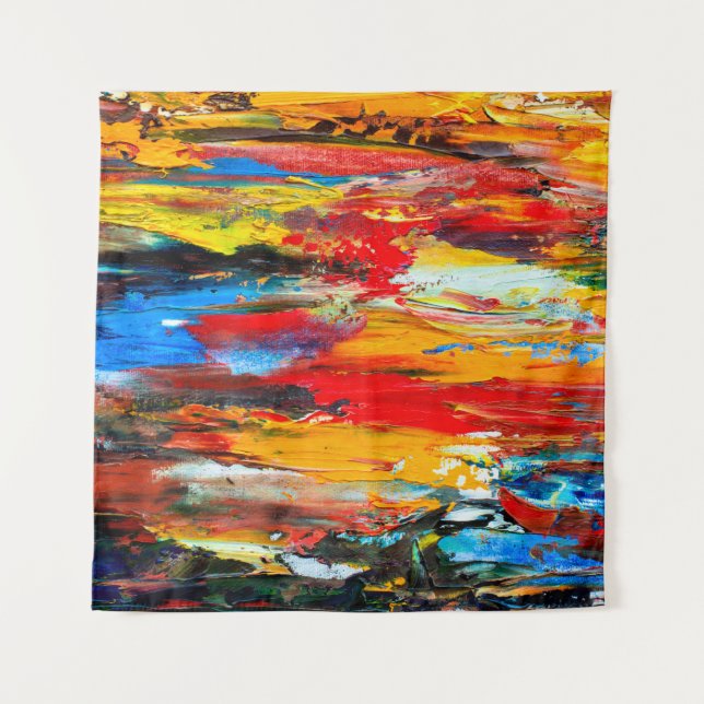 Malerei mit Messer aus Paletten, Paris, Rot, Weiß Wandteppich (Vorderseite)