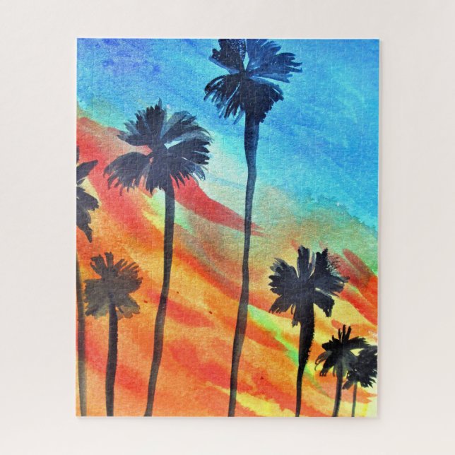 Malerei mit Sonnenuntergang Puzzle (Vertikal)