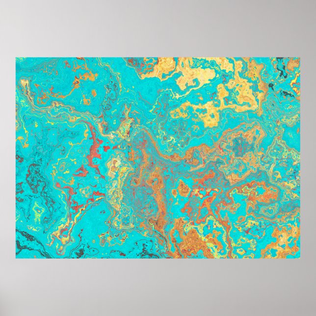 Malerei mit trockenen Pinseln aus Marmor, goldenes Poster (Vorne)