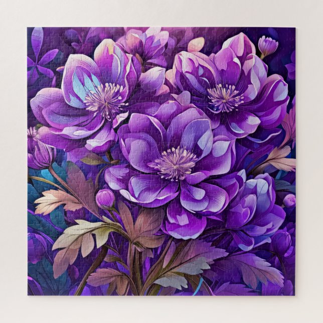 Malerei mit violetten Blumen Puzzle (Vertikal)