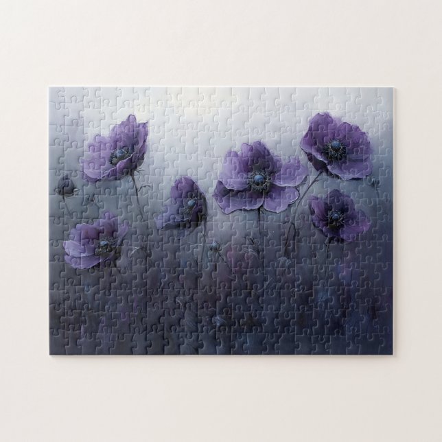 Malerei mit violetten gotischen Blumen Puzzle (Horizontal)