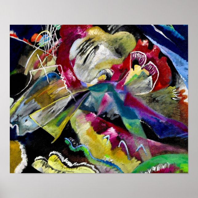 Malerei mit weißen Linien - Kandinsky Poster (Vorne)