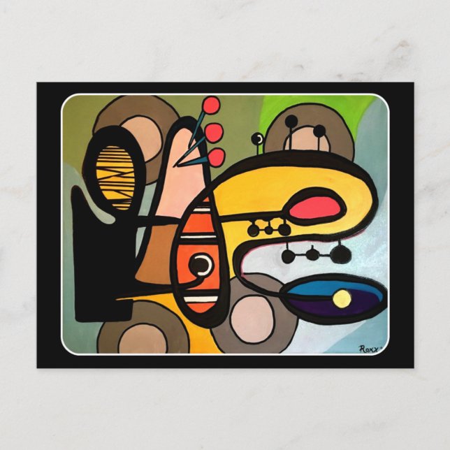 Malerei "Mitte des Jahrhunderts Moderne Abstrakte  Postkarte (Vorderseite)