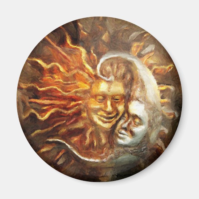 Malerei : Mondsonne Lieben Magnet (Vorne)