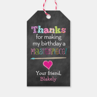 Malerei oder Art Birthday Party Gefallen Tag Geschenkanhänger