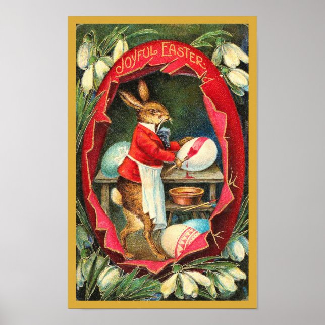 Malerei Ostereier Rotes Vintages Ostern Poster (Vorne)