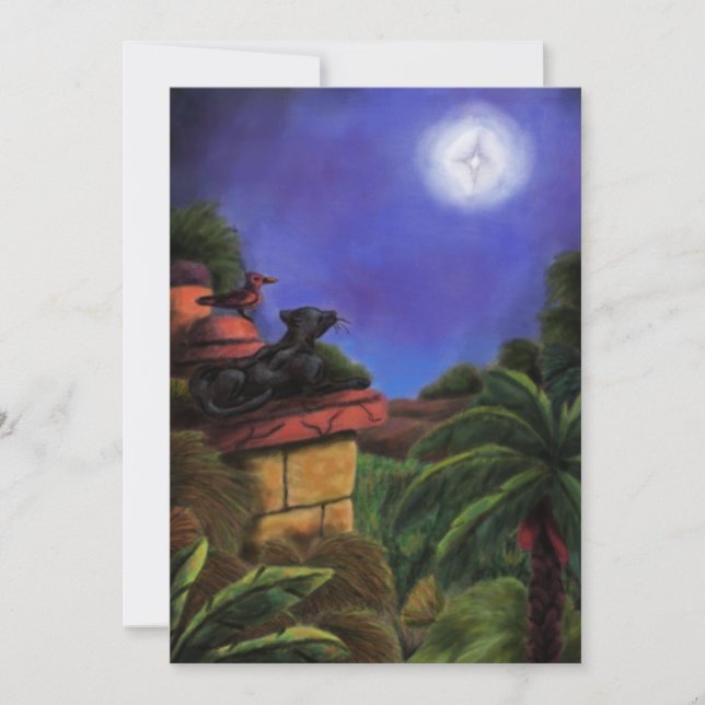 Malerei Panther Vogel Dschungel Tempel Weihnachtss Einladung (Vorderseite)