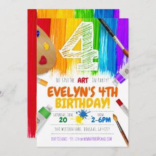 Malerei Party Einladung, Art Birthday Party - 4 Einladung