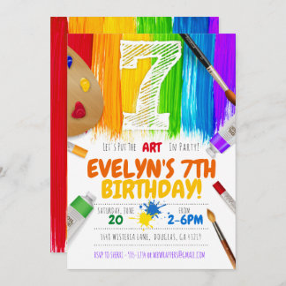 Malerei Party Einladung, Art Birthday Party - 7 Einladung