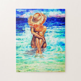 Malerei Puzzle Frau und Meer