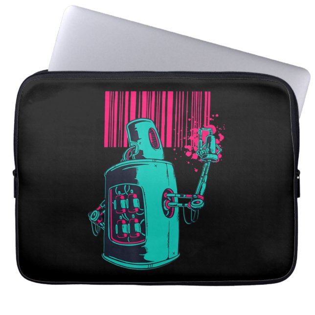 Malerei | Robot Spray Painting Grafi Bar Code Laptopschutzhülle (Vorderseite)
