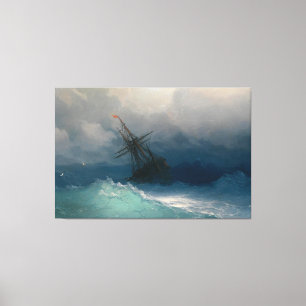 Malerei Schiff Premium Wrapped Canvas (Glanz) Leinwanddruck