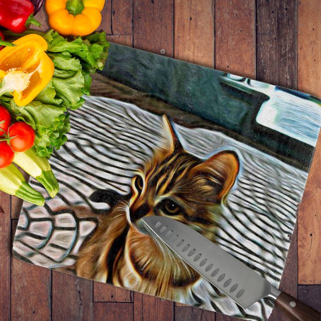 Malerei Schöne Katze Schneidebrett (Painting Beautiful Cat Cutting Board by Looly Elzayat
)