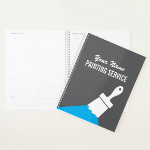 Malerei-Service-Planungsbuch mit Farb­pinsel-Logo Planer