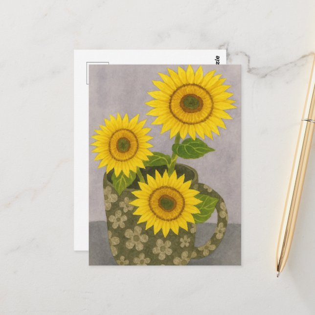 Malerei Sonnenblumen Postkarte (Vorderseite/Rückseite Beispiel)