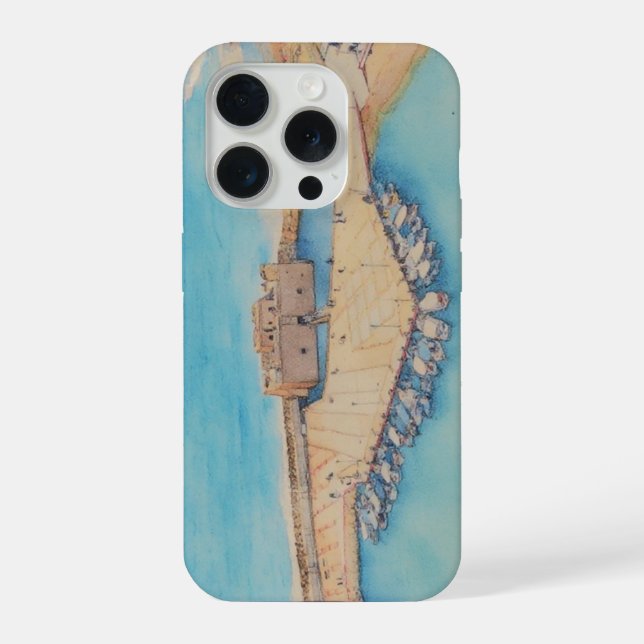 Malerei Stil Bild von Paphos Castle und Hafen iPhone Hülle (Rückseite)