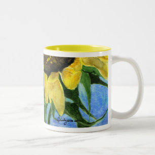 Malerei-Tassewatercolor-Kunst der Sonnenblume-08a Zweifarbige Tasse