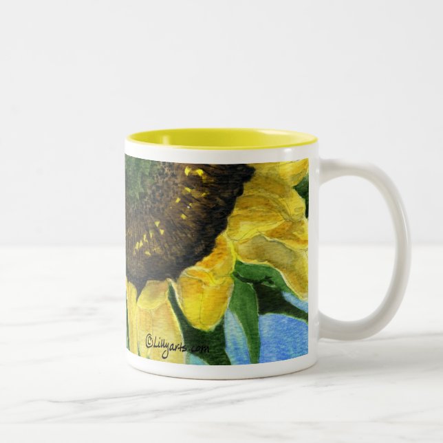 Malerei-Tassewatercolor-Kunst der Sonnenblume-08b Zweifarbige Tasse (Rechts)