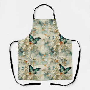 Malerei Teal Schmetterling Floral Salbei Terrakott Schürze