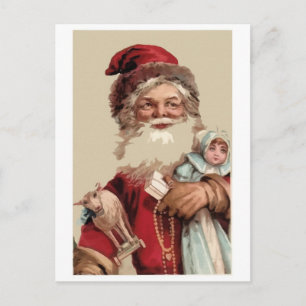 Malerei vintage Santaclaus und Spielzeug Feiertagspostkarte