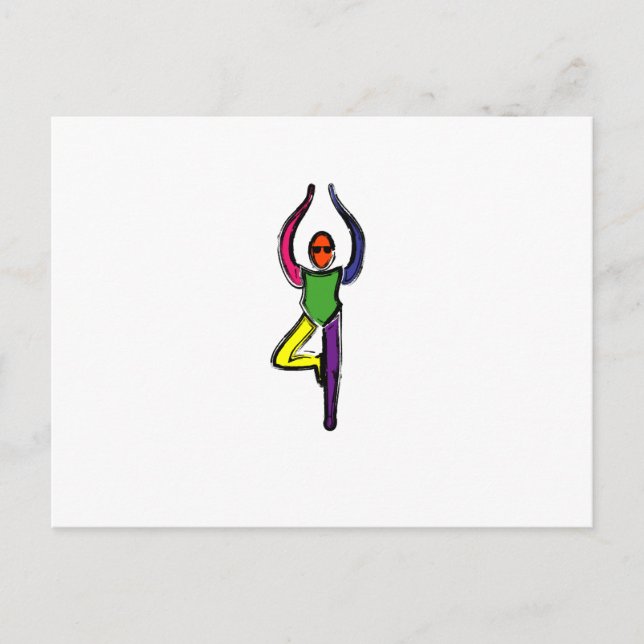 Malerei von Baum-Yoga-Pose. Postkarte (Vorderseite)
