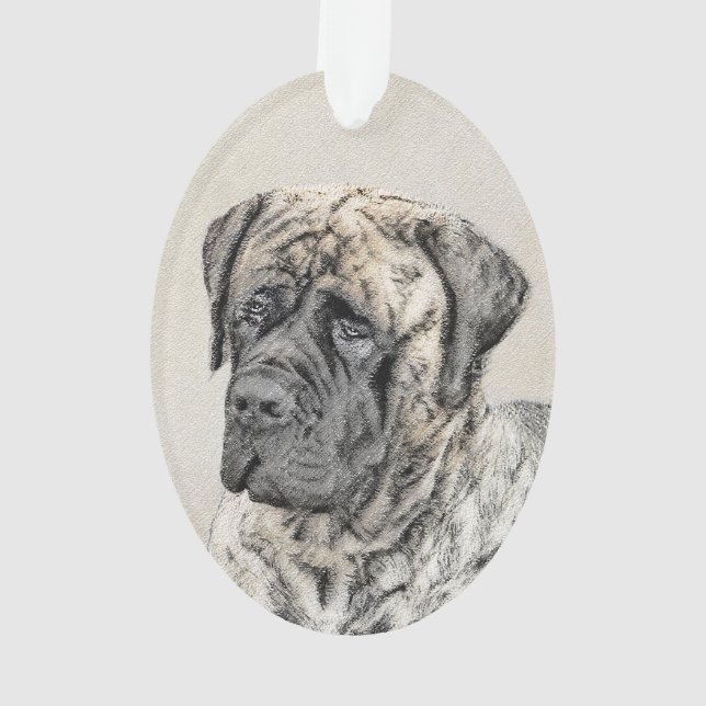Malerei von englischen Mastiff (Brindle) - Hundeku Ornament (Rückseite)