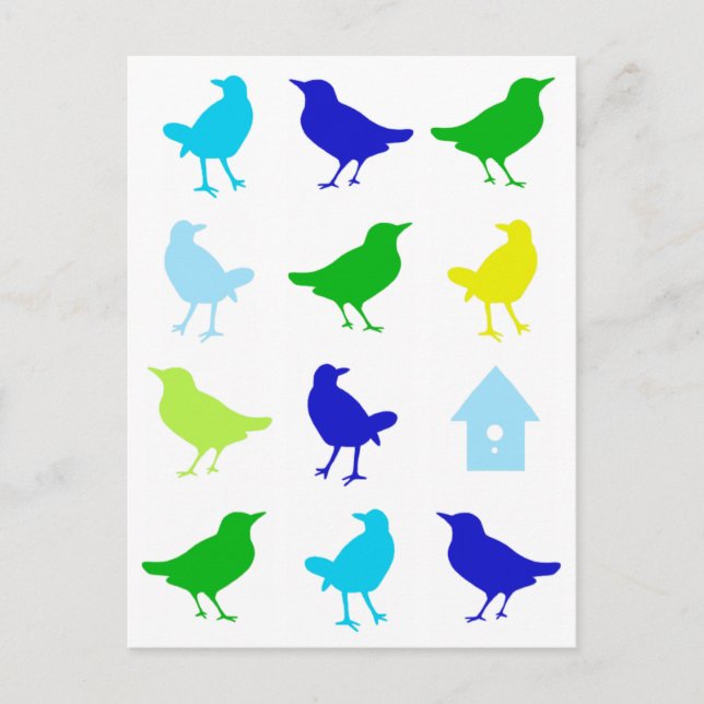 Malerei von farbigen Vögeln durch Chariklia Zarris Postkarte (Vorderseite)