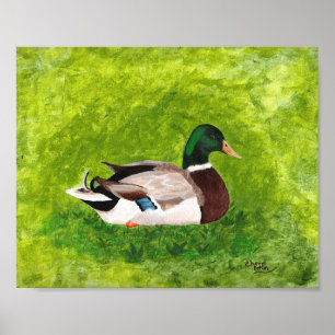 Malerei von Mallard Duck in Grasplakaten Poster