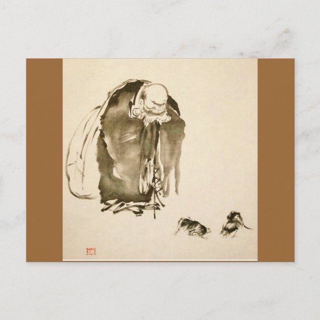 Malerei von Miyamoto Musashi, C. 1600's Postkarte (Vorderseite)