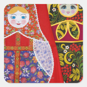 Malerei von Russe Matryoshka Puppe Quadratischer Aufkleber