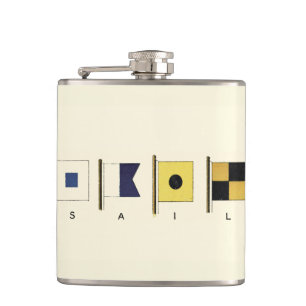 Malerei von vier Flaggen mit dem Segel unten Flachmann