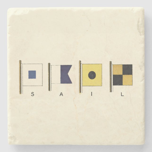 Malerei von vier Flaggen mit dem Segel unten Steinuntersetzer (Vorderseite)