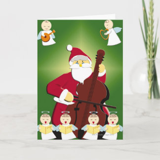Malerei von Weihnachtsmann Cello mit spielend Feiertagskarte