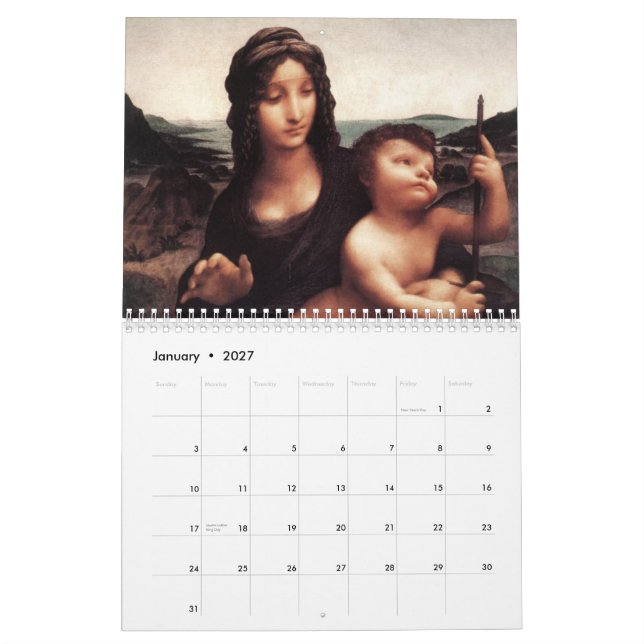 Malereien von Leonardo da Vinci-Kalender Kalender (Jan 2027)