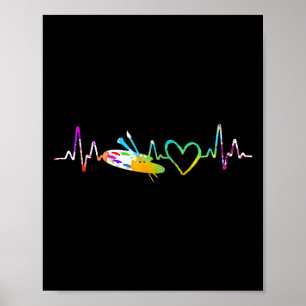 Malergeschenk Herzschlag Pinsel Palette Zeichnung Poster