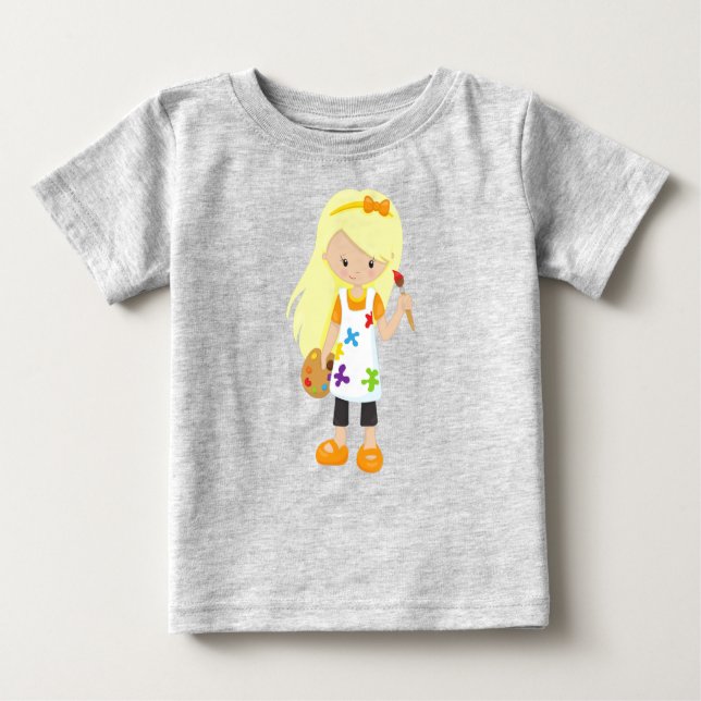 Malerin, Malerin, Niedliche Frau, Blonde Hair Baby T-shirt (Vorderseite)