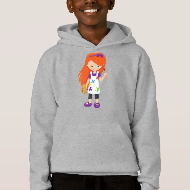 Malerin, Malerin, Niedliche Frau, Orangefarbenes H Hoodie (Vorderseite)
