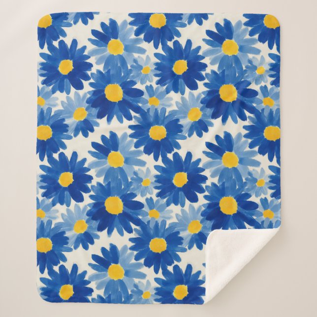 Malerisch blaue und gelbe Blume Sherpadecke (Vorderseite)