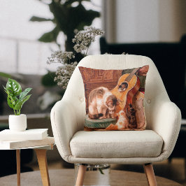 Malerisch Vintage Kunst - Katzen und Gitarre Kissen
